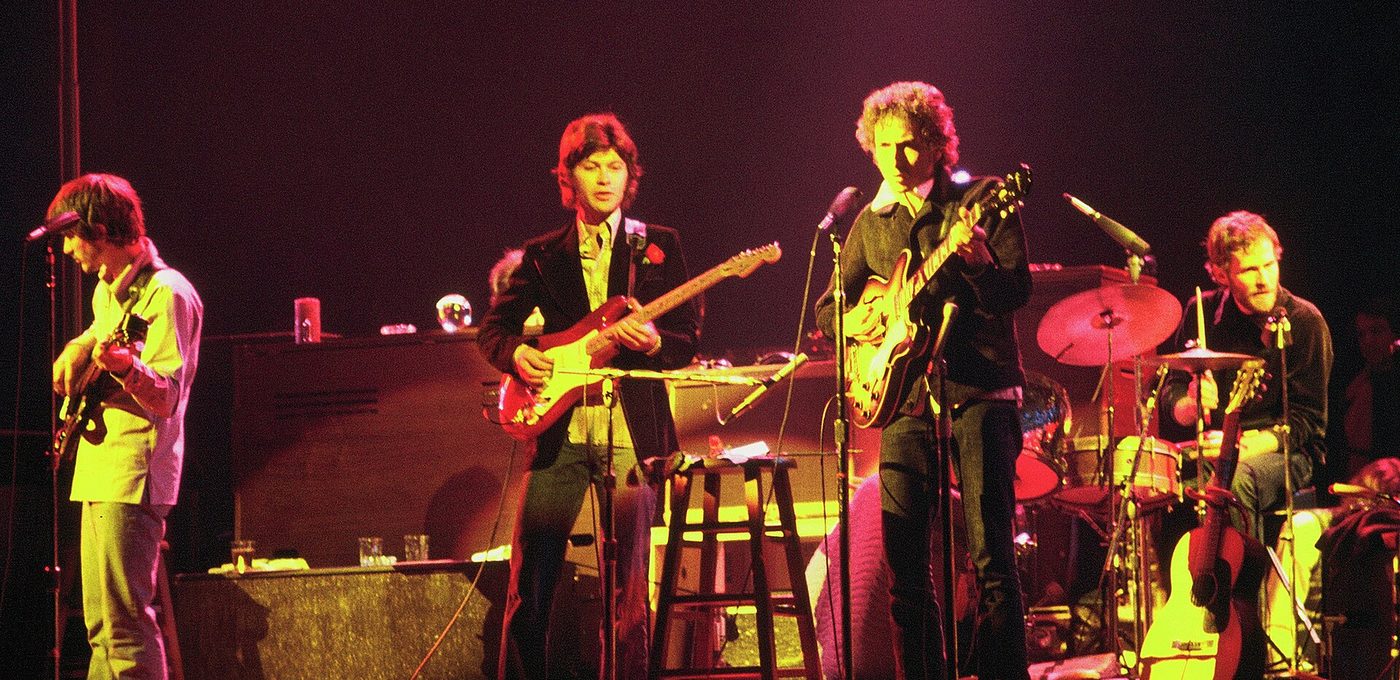 Bob Dylan and The Band performing together on tour, 1974
